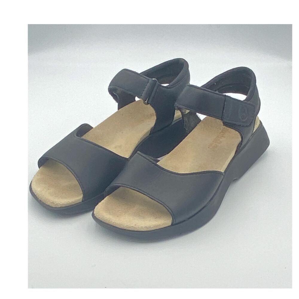 Timberland Slingback Sandals Black Leather Hook & Loop Women Adjustable Strap